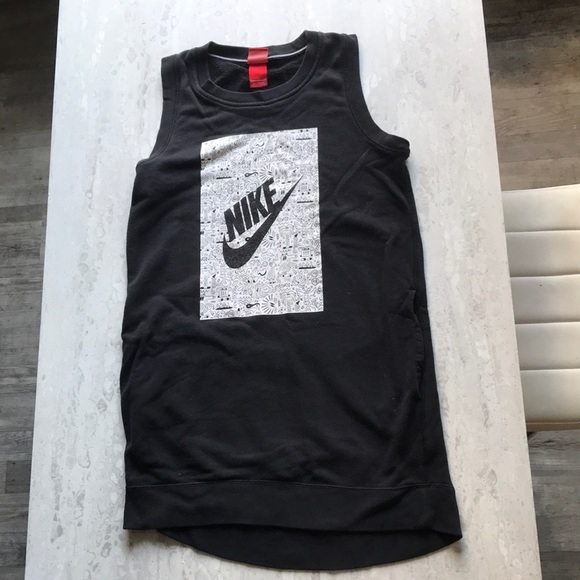 Nike Black Sweatshirt Tank Dress with pockets